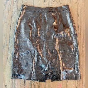 Milly ‘Lamb Skin Metallic Pencil Skirt’